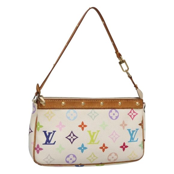 LOUIS VUITTON Multicolor Pochette Accessoires Pouch White M92649 Auth 130463 - Picture 1 of 16